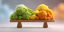 Colorful Cauliflower Display on Wooden Tray for Fresh Market Use