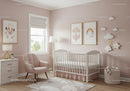 Soft Pink Children's Nursery with Cloud and Rainbow Wall Art