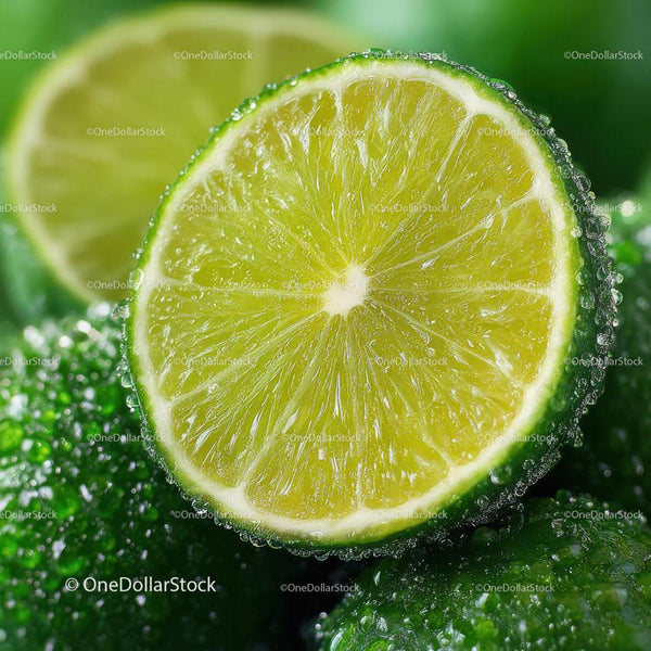 Fresh Green Lime Slice with Juicy Interior in Vibrant Close-Up