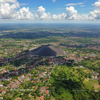 Aerial View of Volcano Surrounded by City and Green Landscape