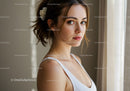Young Woman with Bright Eyes and Natural Look in Indoor Portrait