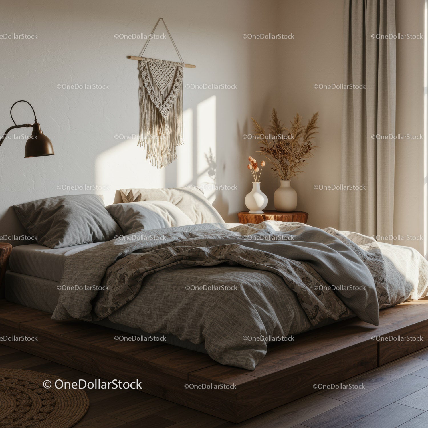 Cozy bedroom with natural light and minimalist decor