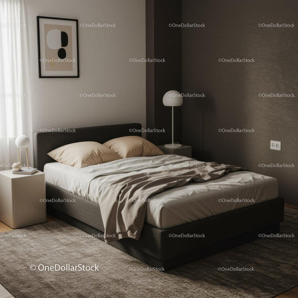 Modern Bedroom with Neutral Decor and Cozy Bedding