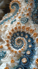 Elegant Blue and Gold Paper Quilling Art with Intricate Details