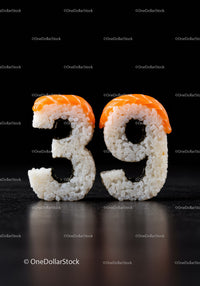 Creative sushi numbers 39 with salmon topping