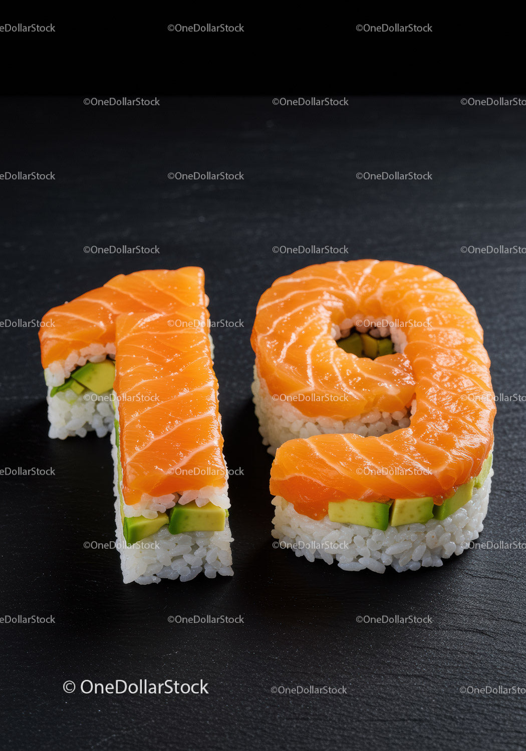 Creative Sushi Rolls Shaped as Number Nineteen