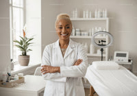 Confident Female Doctor in Medical Office with Healthcare Equipment
