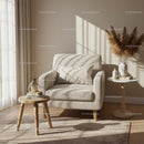 Cozy Armchair by Sunlit Window in Neutral Tones