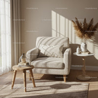 Cozy Armchair by Sunlit Window in Neutral Tones