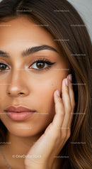 Close-up of a Woman with Hazel Eyes and Flawless Skin