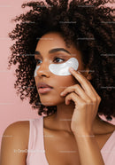 Young Woman Applying Eye Patches for Skincare Relaxation