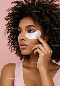 Young Woman Applying Eye Patches for Skincare Relaxation