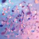 Colorful Musical Notes with Reflection on Abstract Background