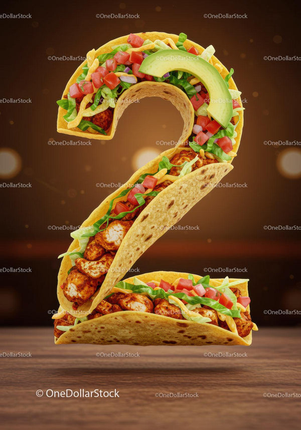 Smaczne Tacos z Kurczakiem ułożone w kształt cyfry dwa