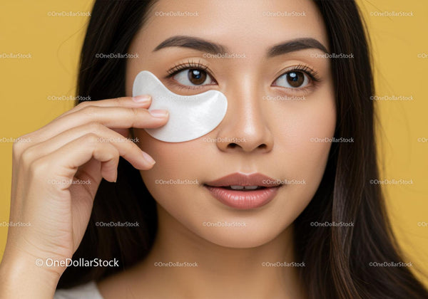 Woman Applying Eye Patch for Skincare Beauty Routine