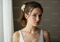 Portrait of a Young Woman with Light Shadows and Flowers