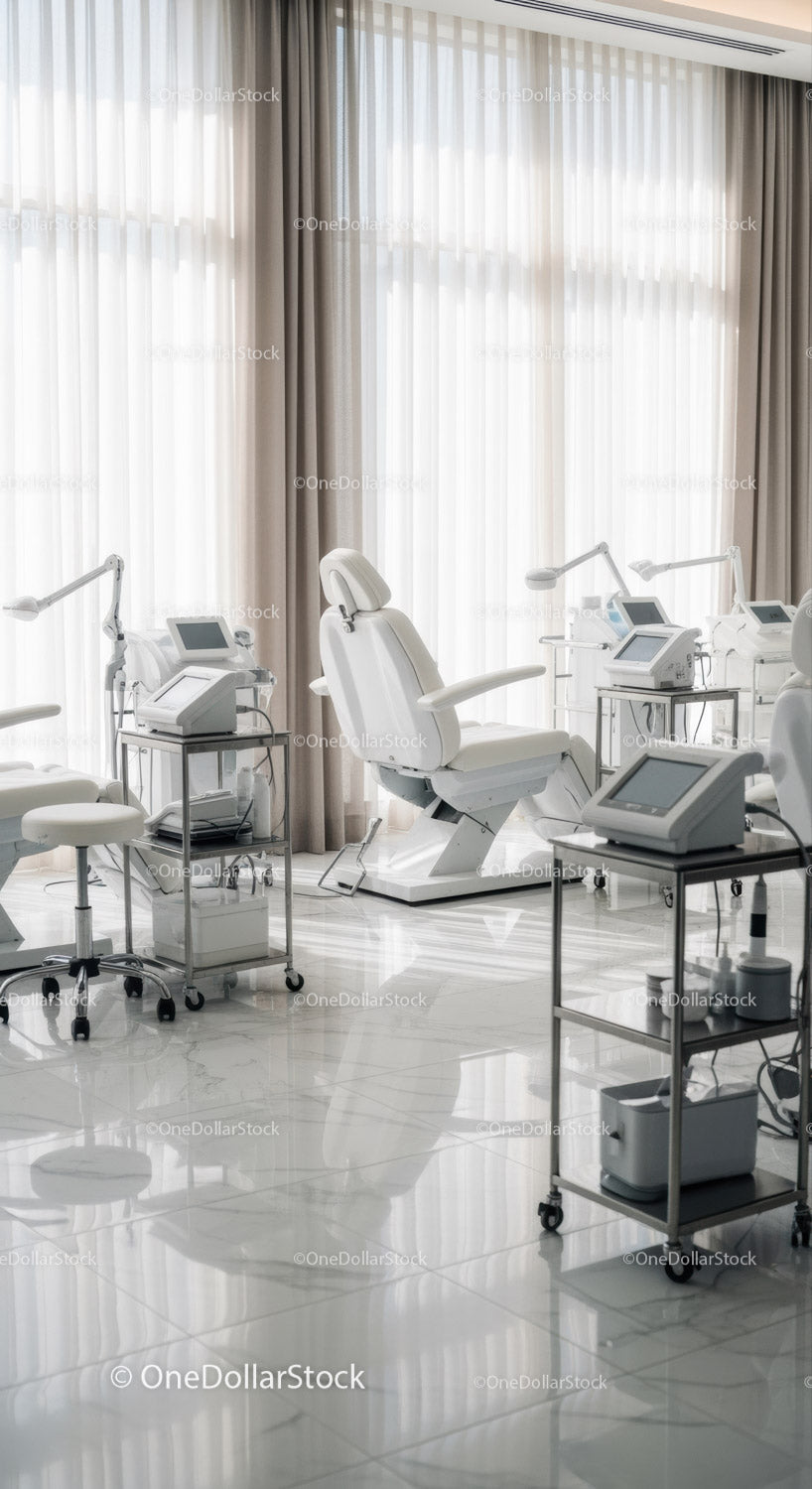 Modern Dental Clinic with Dental Chairs and Medical Equipment