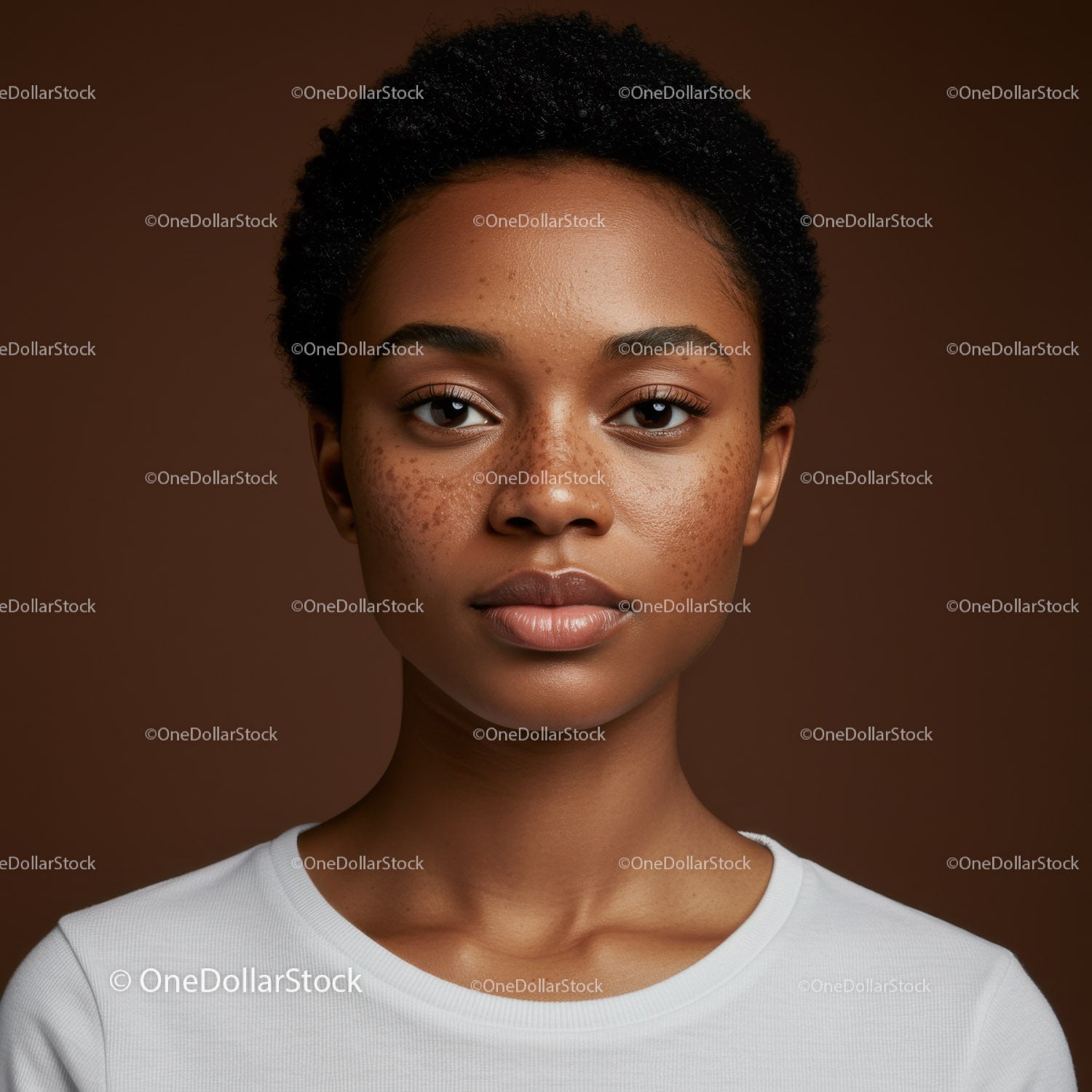 Portrait of a Young Woman with Flawless Skin and Natural Beauty