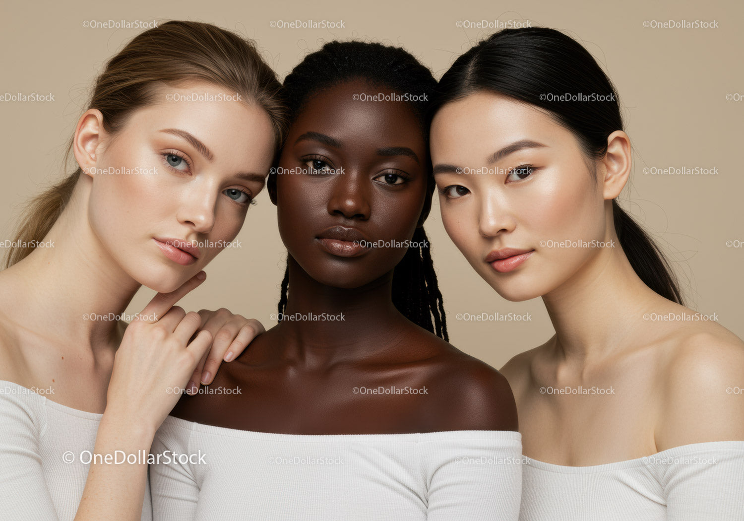Diverse Group of Women with Natural Beauty in Studio Portrait