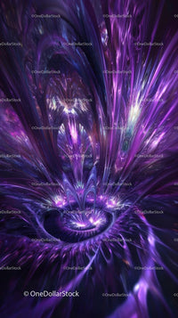 Futuristic Abstract Artistic Digital Fractal Design in Vibrant Purple and Blue