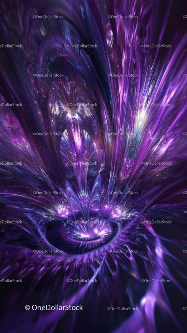 Futuristic Abstract Artistic Digital Fractal Design in Vibrant Purple and Blue
