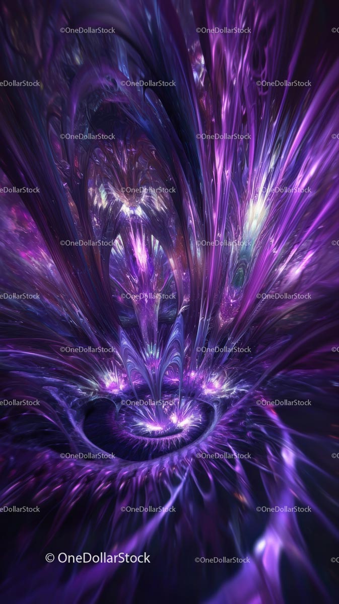 Futuristic Abstract Artistic Digital Fractal Design in Vibrant Purple and Blue