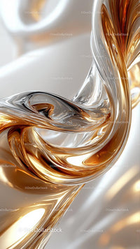 Elegant Abstract Swirl of Gold and Silver with Reflective Textures