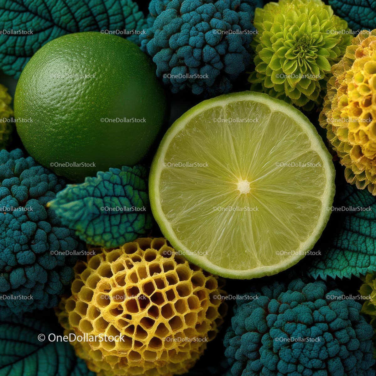 Vibrant Lime and Broccoli Composition for Fresh Food Inspiration