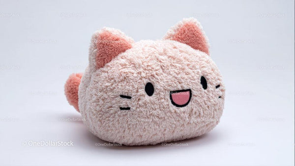 Cute Plush Pink Cat Toy With Smiling Face