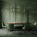 Elegant Dining Room with Green Wainscoting and Modern Chandelier