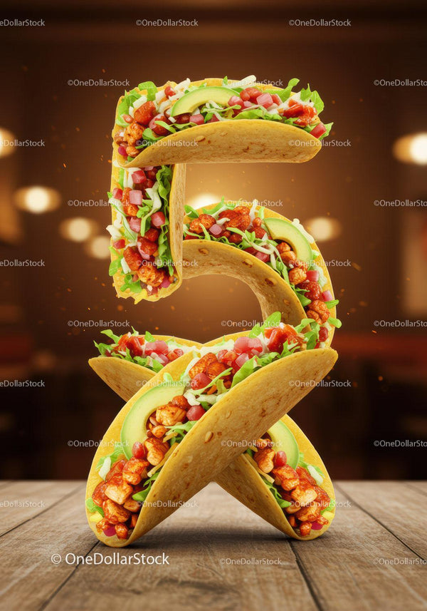 Creative Number Five Made From Delicious Tacos