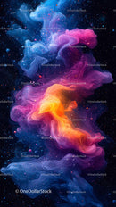 Vivid Space Nebula with Swirling Colors and Cosmic Dust