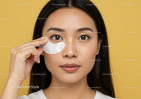 Portrait of Young Woman Applying Eye Mask for Skin Care