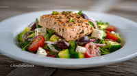Grilled Salmon with Fresh Tomato Salad and Vegetables