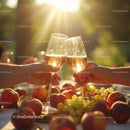 Two People Toasting With Sparkling Wine Outdoors