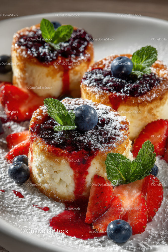 Cheesecake with Berry Compote and Fresh Berries