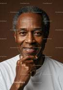 Close-Up Portrait of Happy Mature Man Smiling and Thinking