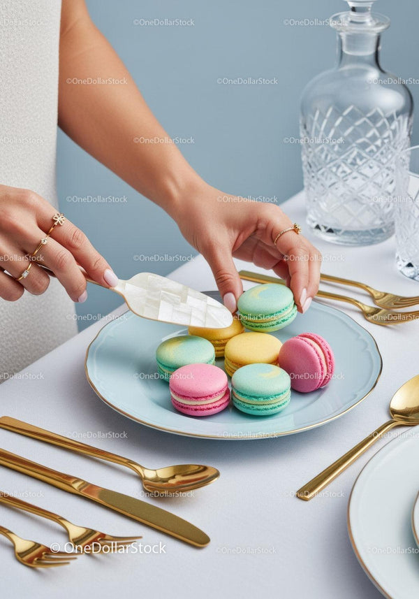Elegant Assorted Macarons on Stylish Table for Celebration or Gifting