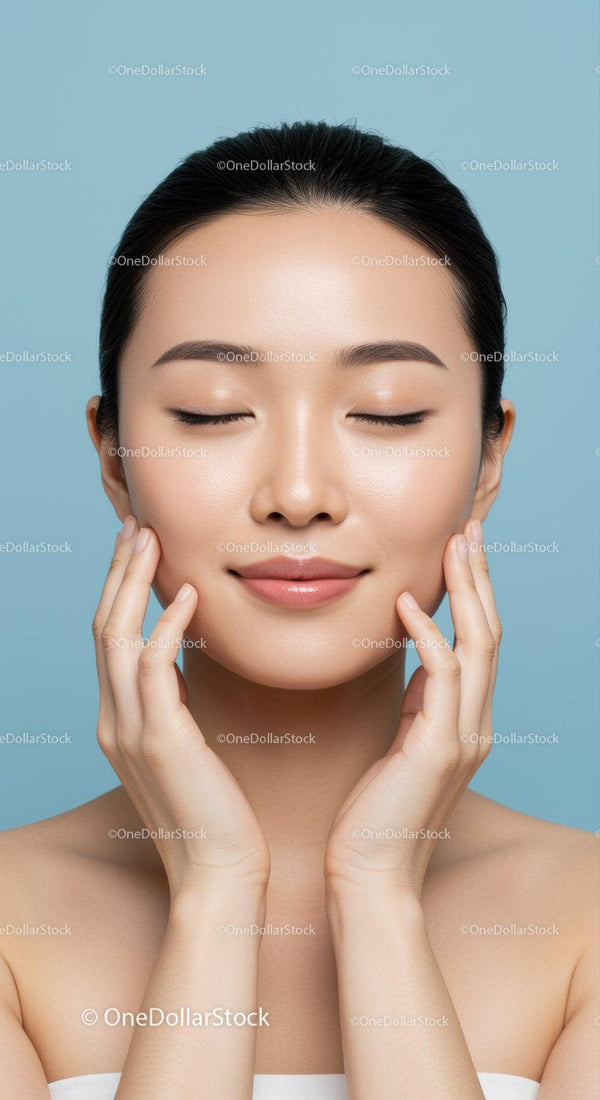 Beautiful Woman with Flawless Skin Enjoying Skincare Routine