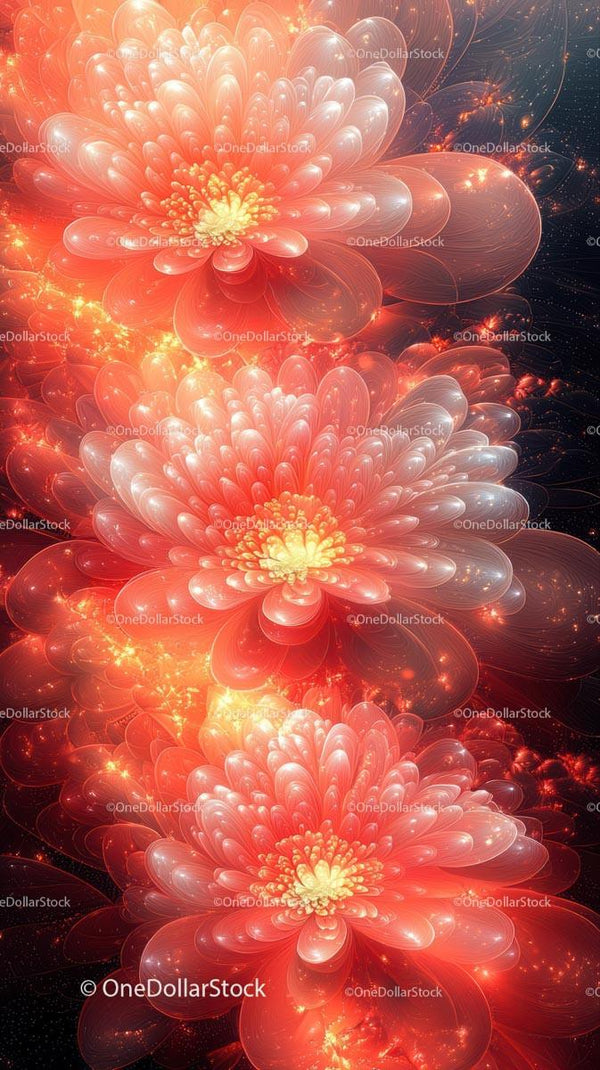 Elegant Fractal Flower with Glowing Petals in Vibrant Colors