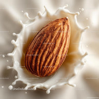 Delicious Almond Surrounded by a Splash of Milk