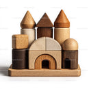 Set of Colorful Wooden Blocks and Shapes for Children's Play