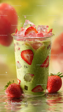 Refreshing Fruit Cocktail with Strawberries and Kiwi in Cold Glass