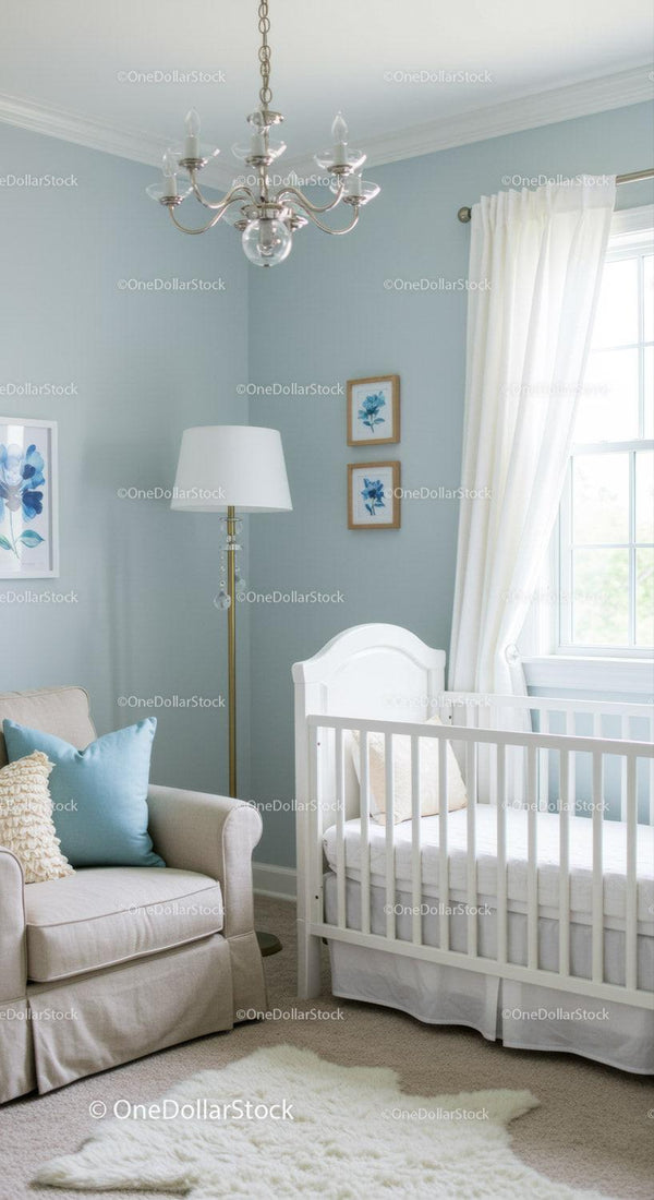 Elegant Nursery with White Crib and Soft Decor in Bright Home Interior