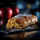 Delicious Warm Apple Strudel with Flaky Pastry and Dusting of Powdered Sugar