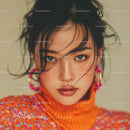 Vibrant Young Woman in Colorful Fashionposing with Expressive Eyes