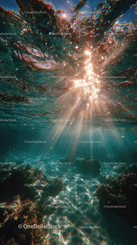 Enchanting Underwater Scene with Sunlight and Bubbles