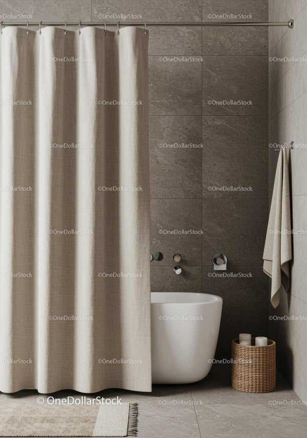 Serene Modern Bathroom with Freestanding Tub and Textured Tiles