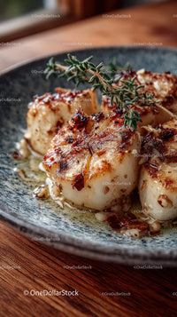 Roasted Garlic Cloves with Rosemary on Rustic Wooden Table