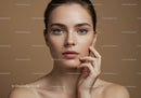 Elegant Beauty Portrait of a Woman with Clear Blue Eyes